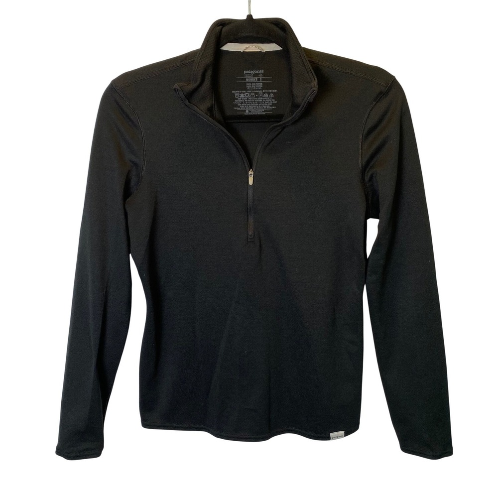 Patagonia Capilene Midweight 1/4 Zip Women Small Black Base Layer Gorpcore Hike